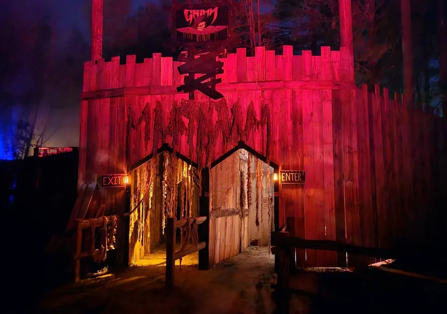 Grimm Grounds illuminated entrance